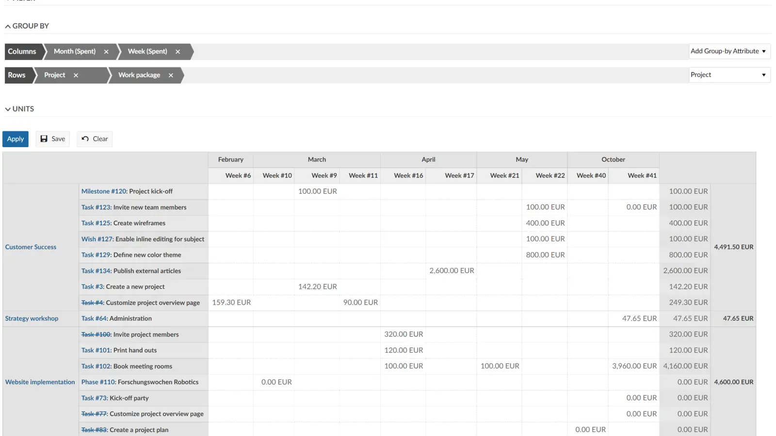 Projects interface preview 3