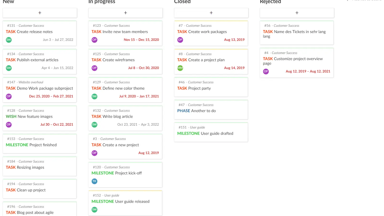 Projects interface preview 2